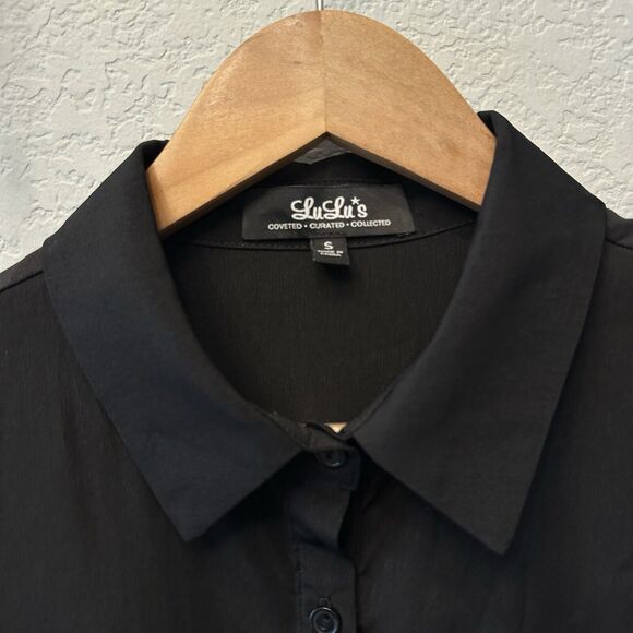 Lulus Women’s Shirt Dress Small Telegraph Route Black Shirt Dress Button Down - Picture 3 of 15